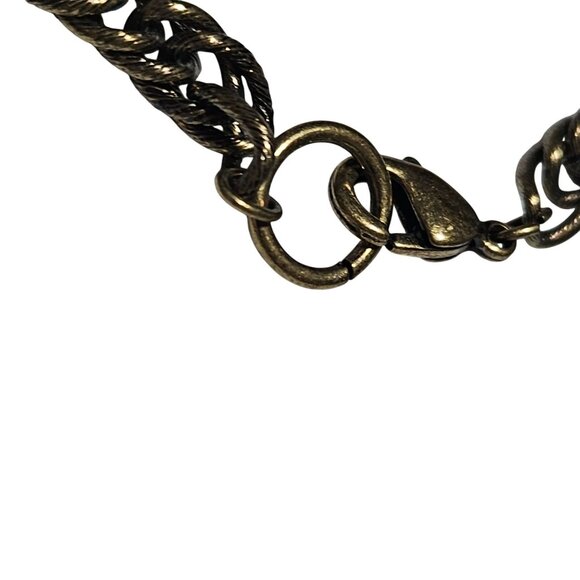 Vintage Marbled Stone Oval Pendant Necklace Braided Chain Fashion Jewelry Women - Picture 4 of 6